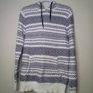 Forever 21 Sweater Pullover Men S Long Sleeve Hood Pocket Pattern Black White